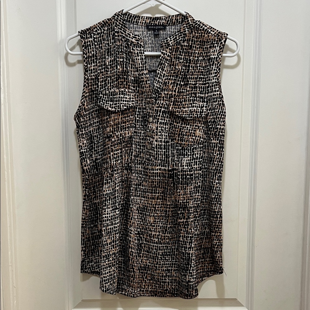 Sleeveless Black and Brown Women's Top